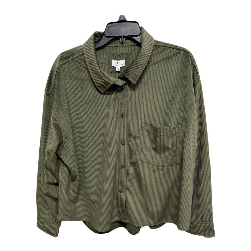 True Craft Shacket Olive Forrest Green Corduroy Button Up Shirt Size 1X NWT